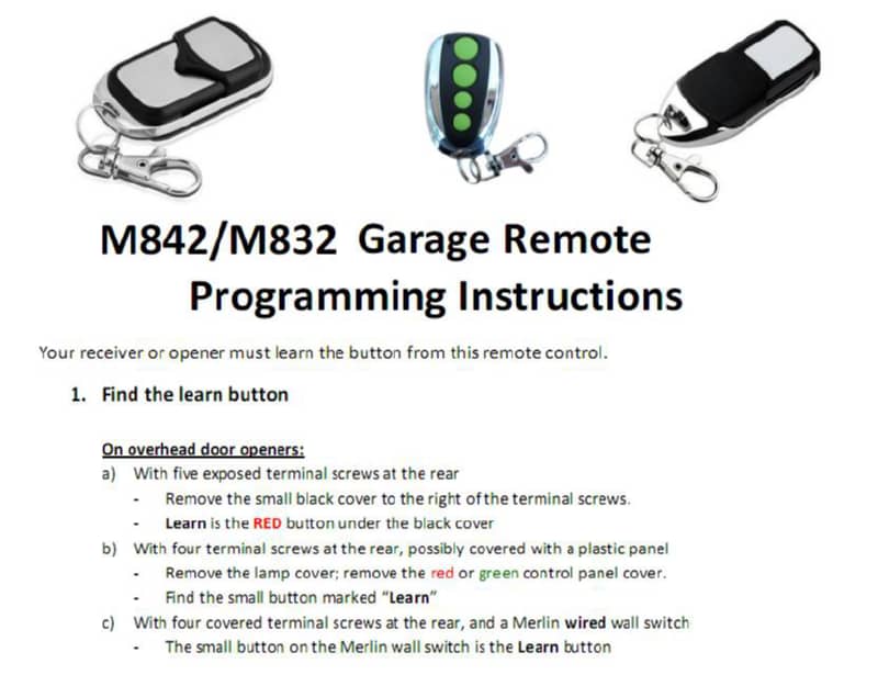 merlin m842 coding instructions