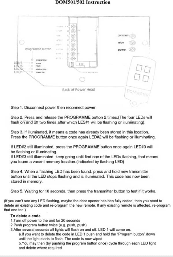 how to prgramme dominator ybs 2 remote